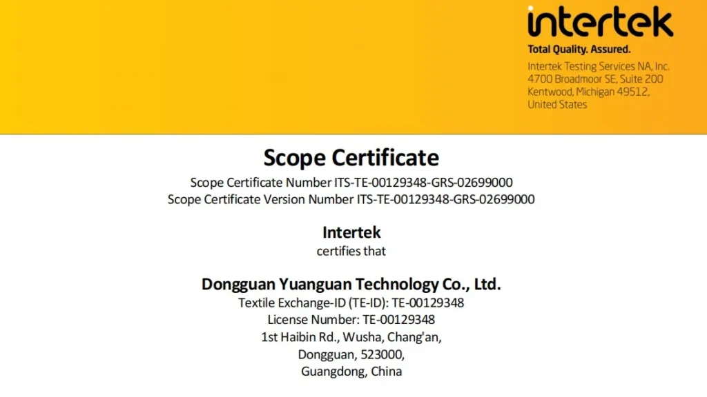 YG GRS 4.0 Certification