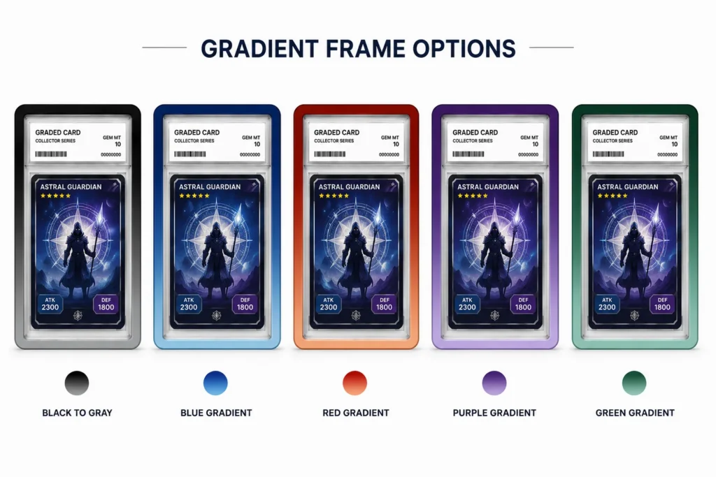 Concept color gradient options for a custom PSA slab protector product line