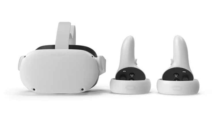 VR headset with soft-touch overmolded face pad and controller grip