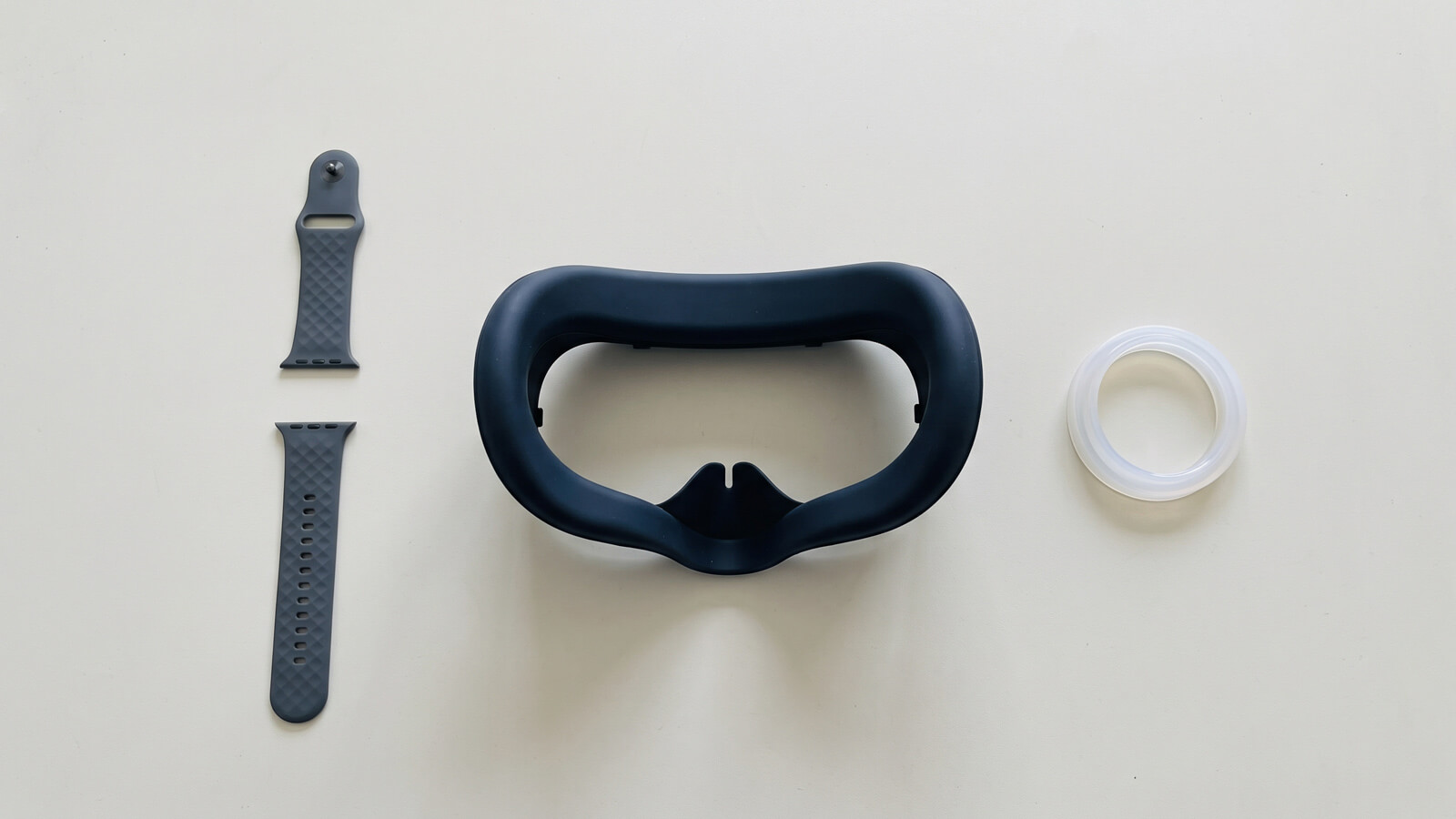 High-value LSR accessories including a wearable band, VR headset gasket, and medical seal component
